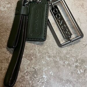 Coach Dark Green and Silver Keychain